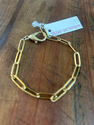 Gold Tone Paper Clip Bracelet