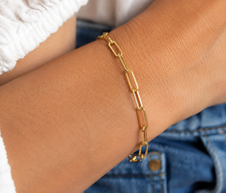 Gold Tone Paper Clip Bracelet