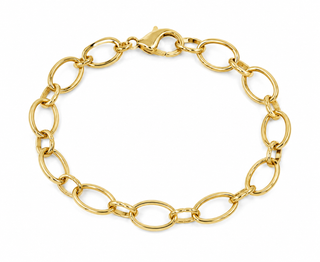Gold Oval Link Charm Bracelet