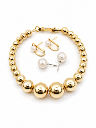 Gold & Pearl 3 Pair Earring Set