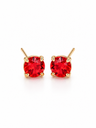Red Crystal Stud Post Earrings