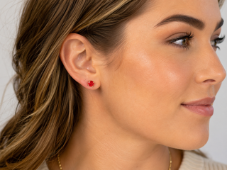 Red Crystal Stud Post Earrings
