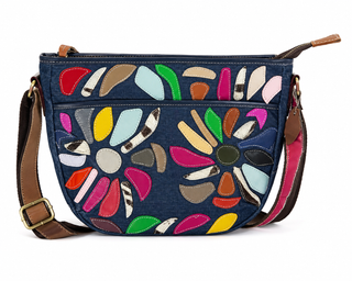 Color Pop Genuine Leather Denim Hobo Purse