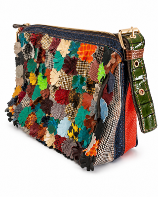 Genuine Leather Colorful Petal Shoulder Bag Purse