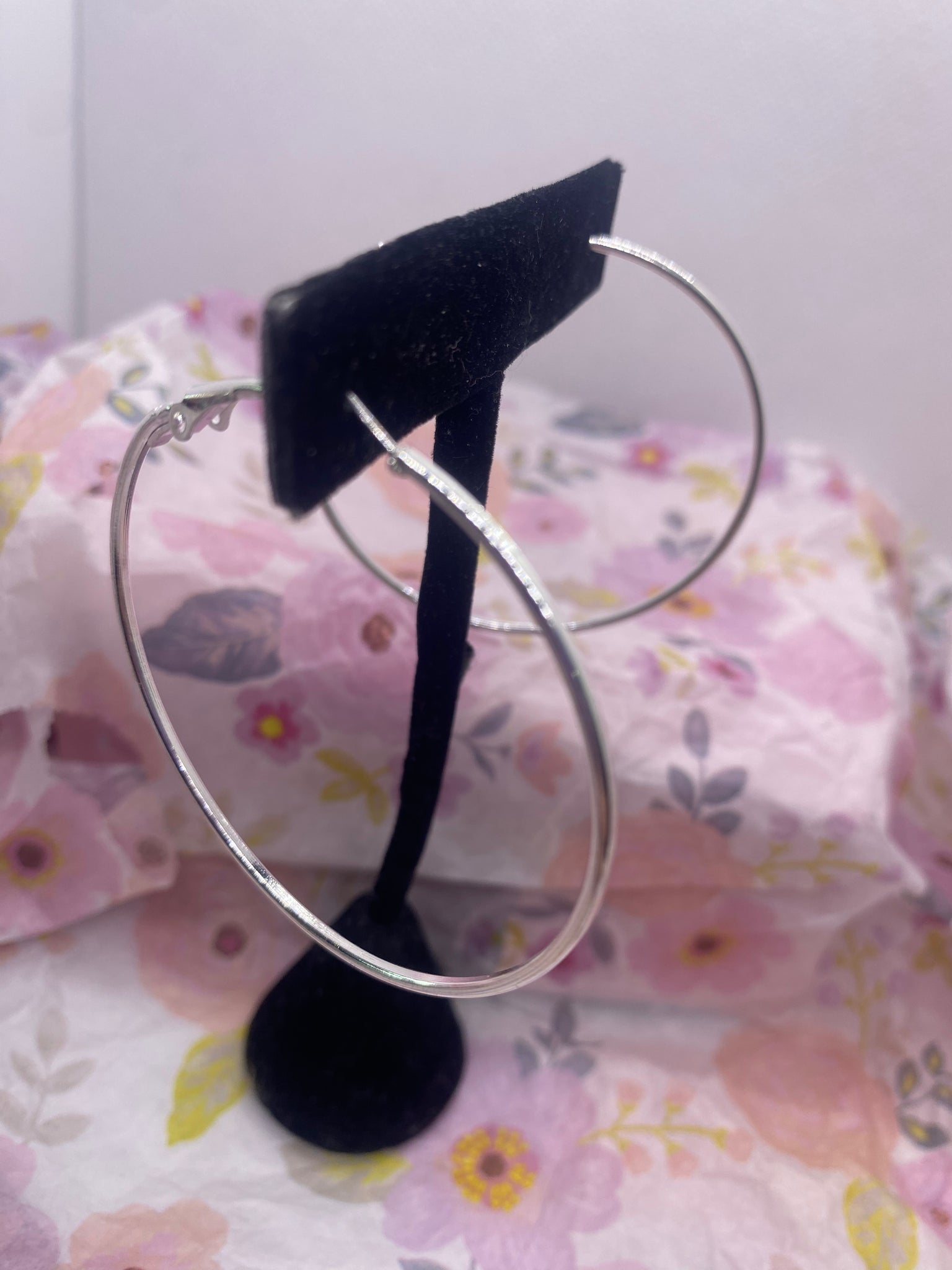 Silver Tone 2 inch Hoop Earrings