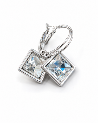 Clear Crystal Chicklet Square Hoop Earrings