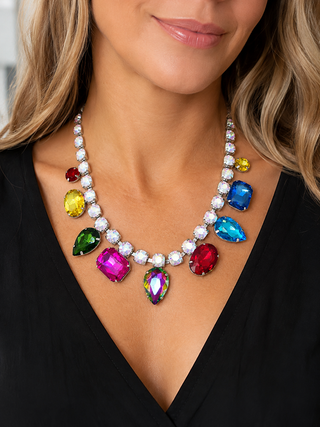 Rainbow Radiance Statement Charm Necklace