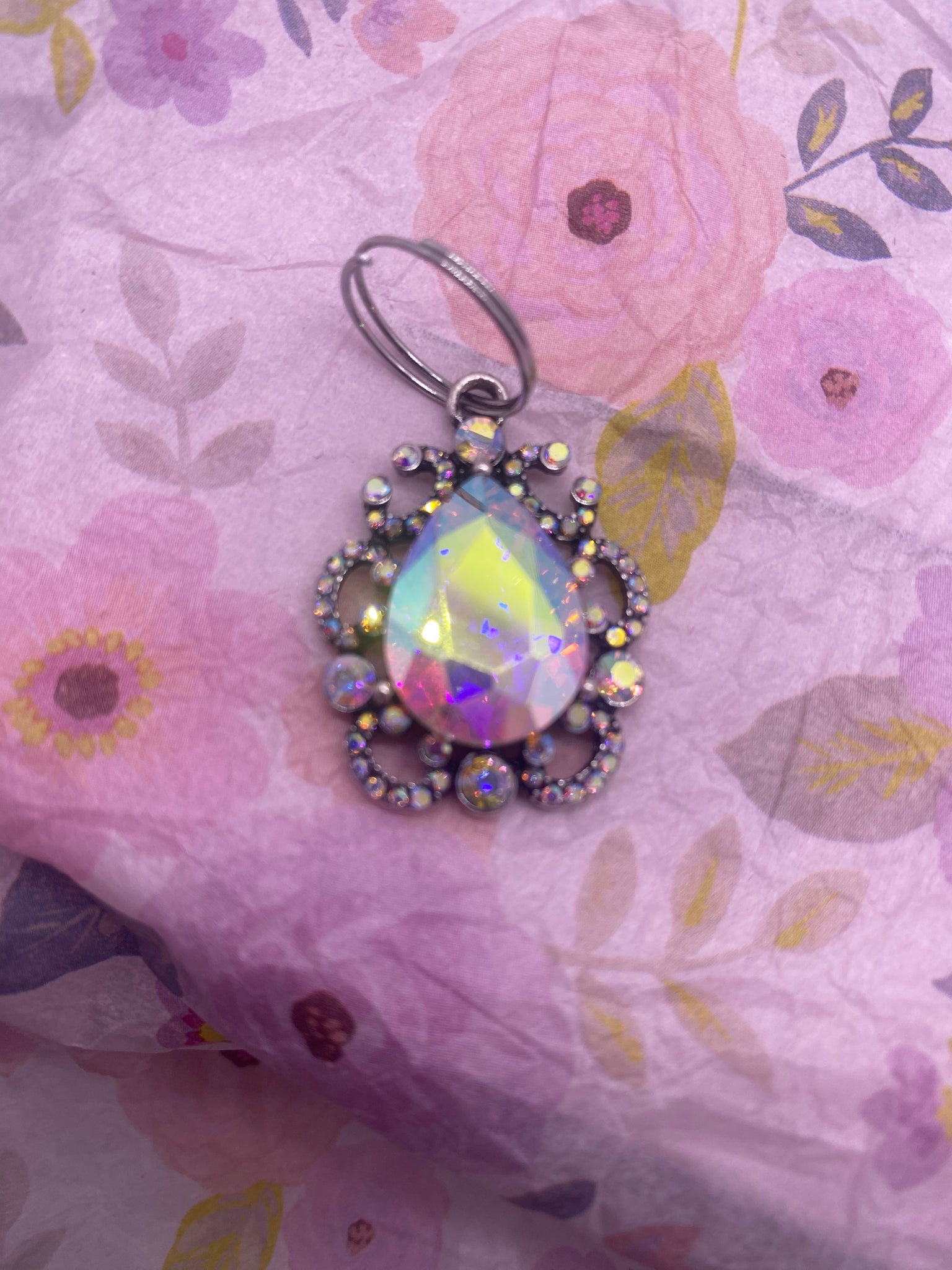 Rhinestone Vintage Teardrop Charm for Necklace or Bracelet