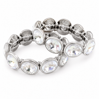 Clear Aurora Borealis AB Crystal Stretch Bracelet