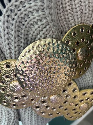 Antique Gold Disc Statement Belt