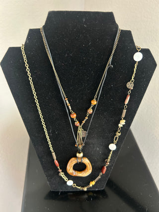 Boho Mixed Media Layered Necklace Set