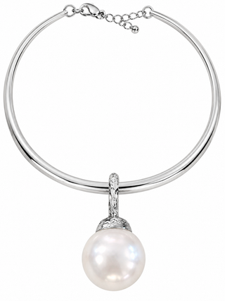 Statement Pearl Silver Collar Necklace