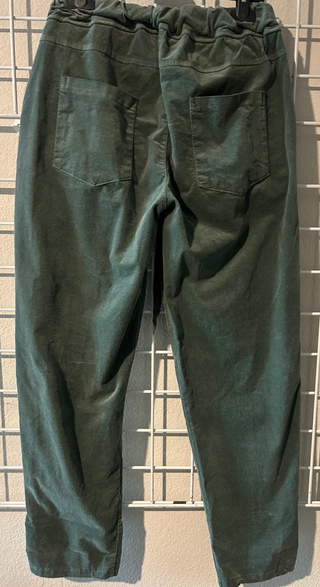 One Size Made in Italy Elastic Drawstring Jogger Pants Green