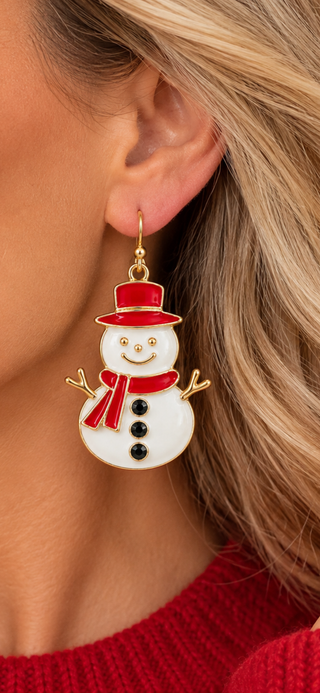 Snowman Christmas Holiday Dangle Earrings