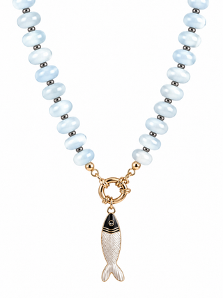 Off White Fish Charm Necklace
