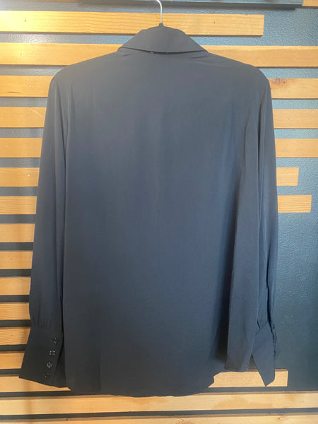 Plus Size Long Sleeve Button Down Blouse Black