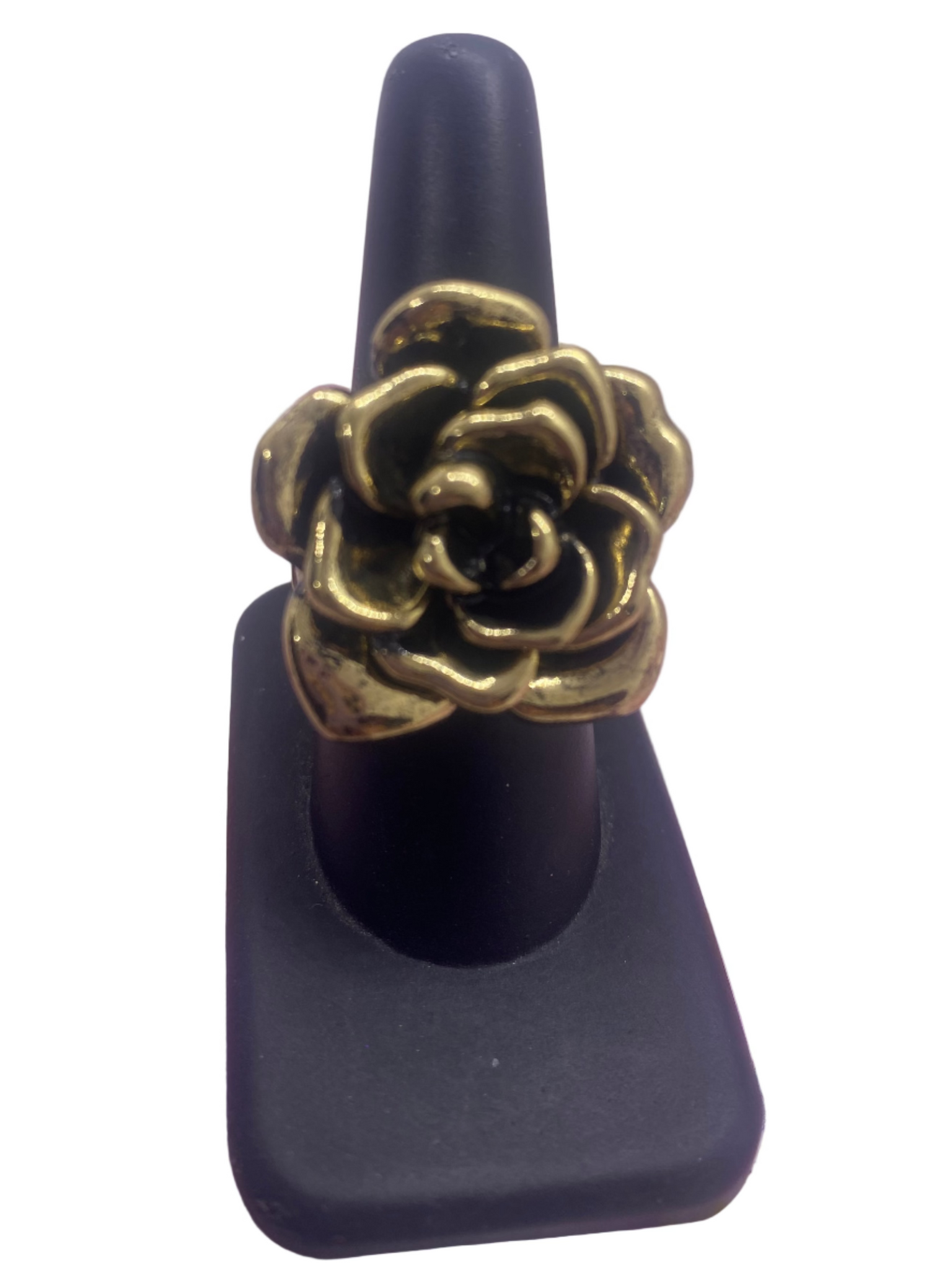 Rosette Flower Gold Tone Stretch Ring