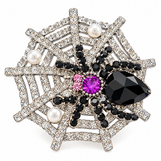 Small Sparkling Spider Web Statement Brooch