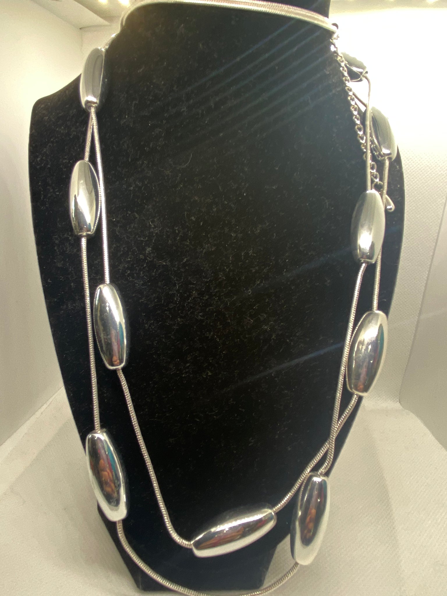 Silver Double Strand 36 inch Necklace