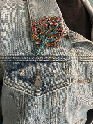 Sparkling Tree of Life Crystal Brooch Pin Pendant