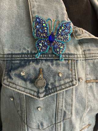 Blue Butterfly Crystal Statement Brooch Pin Pendant