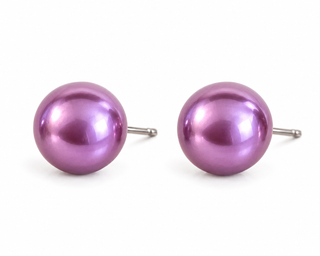 Purple XLarge Pearl Stud Earrings