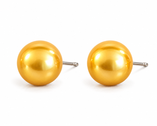 XL Yellow Faux Pearl Stud Ball Post Earrings
