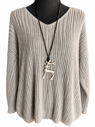 Silver Reindeer Pendant Necklace 38 inch Cord