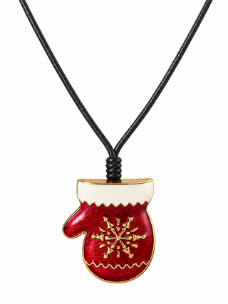 Red Glitter Mitten Christmas Necklace