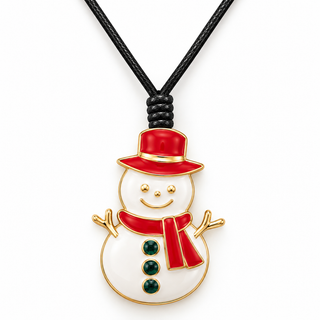 Festive Snowman Pendant Necklace Christmas Jewelry