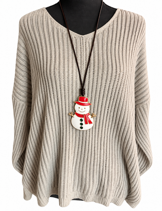 Festive Snowman Pendant Necklace Christmas Jewelry