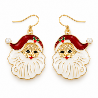 Vintage Inspired Santa Claus Christmas Dangle Earrings