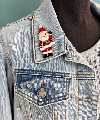Sparkling Santa Claus Christmas Brooch Pin Pendant