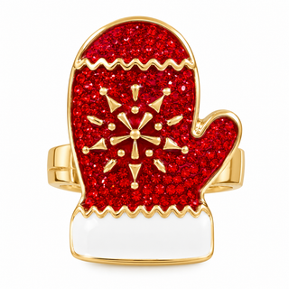 Christmas Mitten Rhinestone Stretch Ring