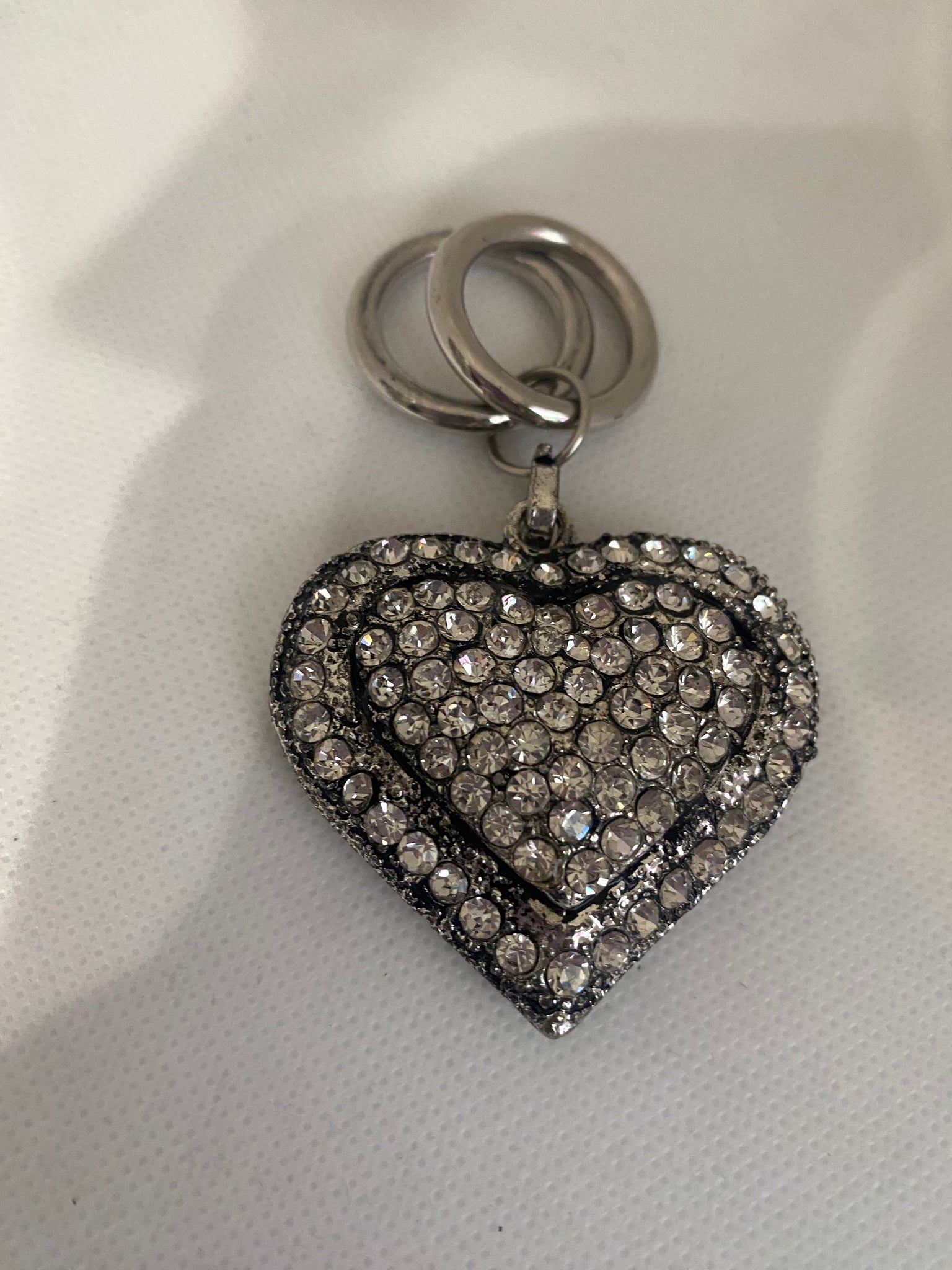 Rhinestone Heart Scarf Charm for Necklace or Key Ring