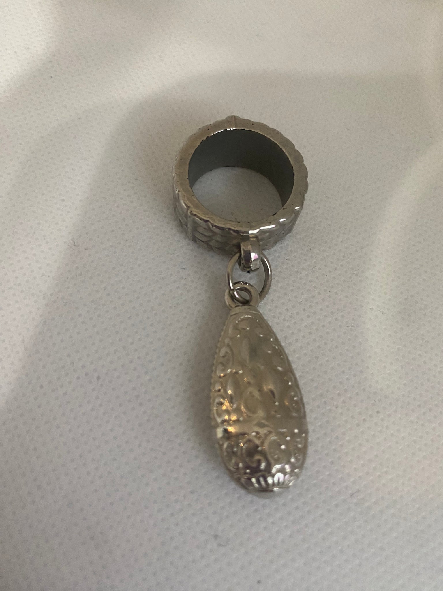 Teardrop Silver Tone Scarf Charm