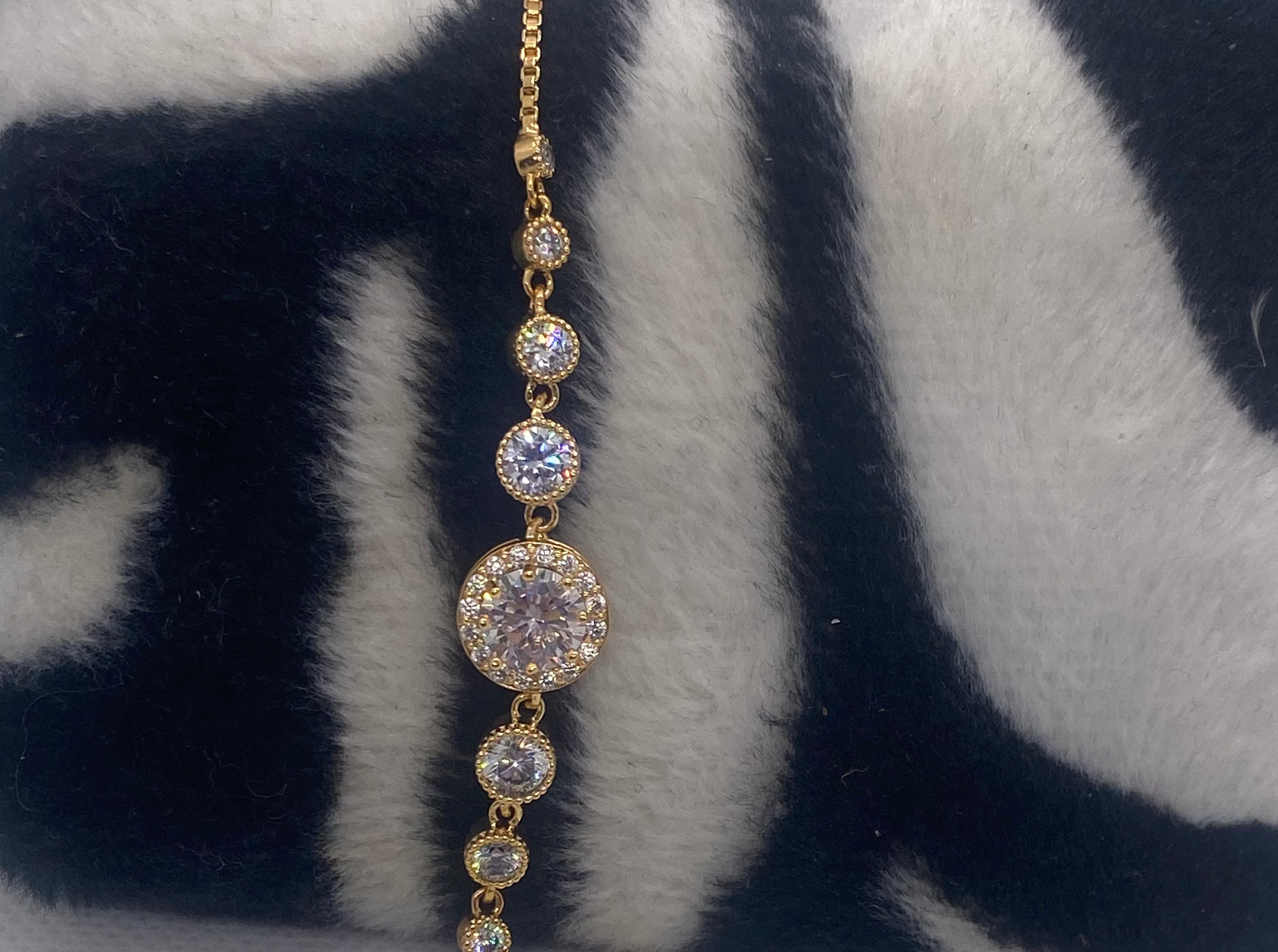 Adjustable Slide Cz Gold Tone Bracelet