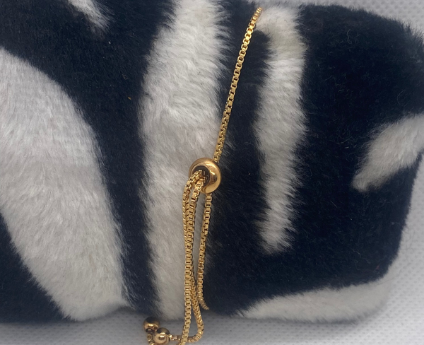 Adjustable Slide Cz Gold Tone Bracelet