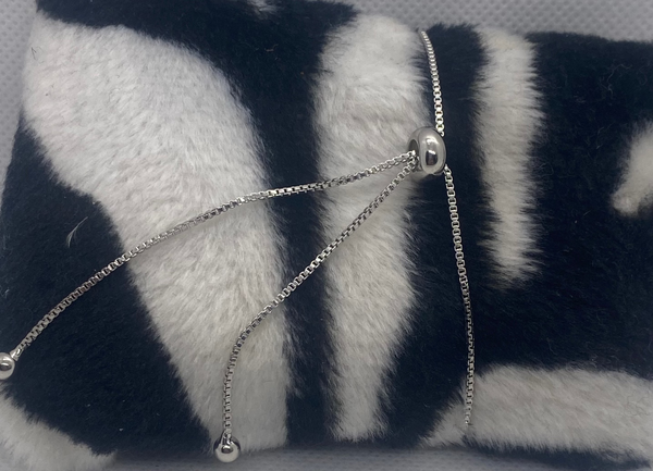 Adjustable Slide Cz Silver Tone Bracelet