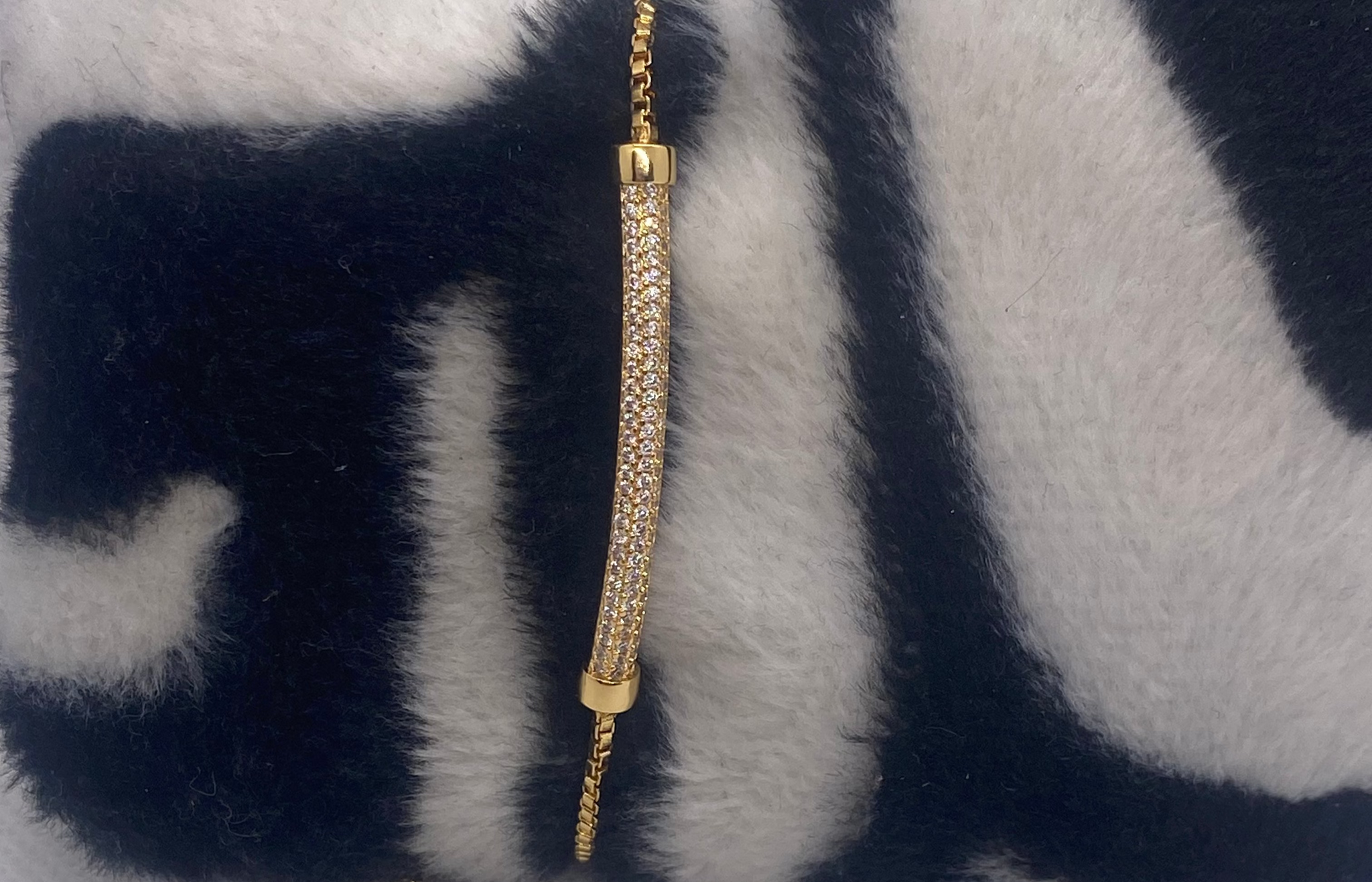 Gold Rhodium Plated CZ Diamond Adjustable Bracelet