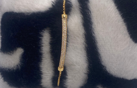 Gold Rhodium Plated CZ Diamond Adjustable Bracelet