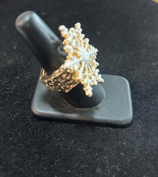 White Wonderland White Snowflake Statement Ring