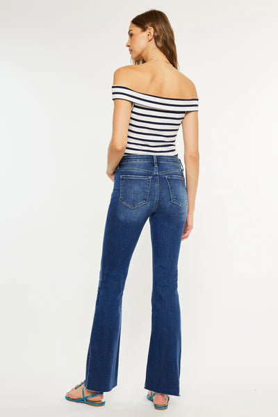 High Rise Bootcut Denim Jeans Dark Wash