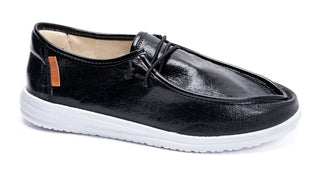 Corkys Slip On Kayak Black Crinkle Metallic Shoe