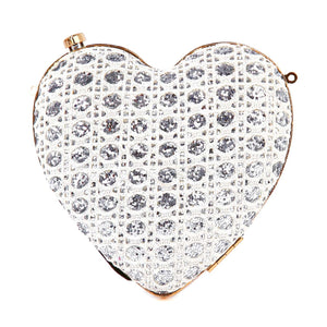 Sparkling Silver Heart Shape Evening Bag Purse