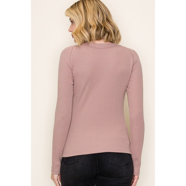 Long Sleeve Ribbed Crew Neck Top Shirt