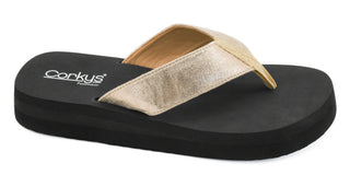 Corkys Metallic Gold Flip Flops