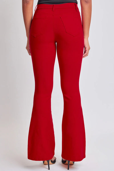 Red flared stretchy pants