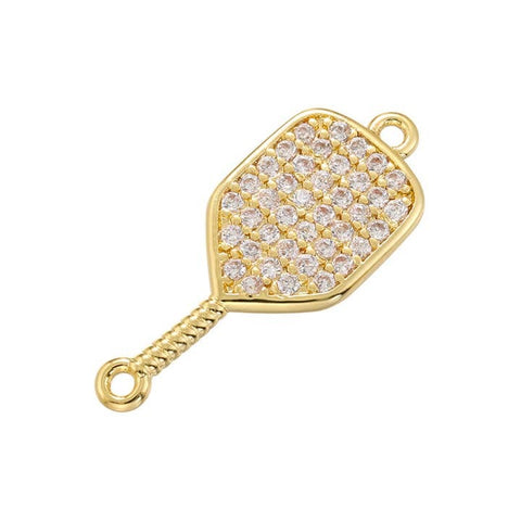 Gold Tone Pickleball Pave Charm