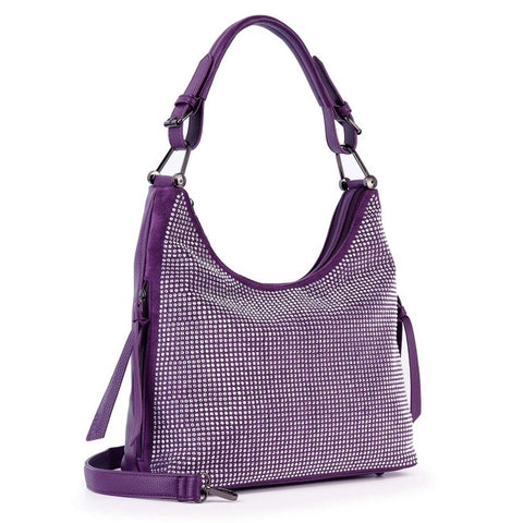 Purple Rhinestone Hobo Purse